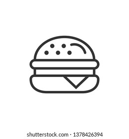 Burger sign icon in flat style. Hamburger vector illustration on white isolated background. Cheeseburger business concept.