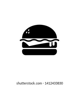 Burger sign icon in flat style. Hamburger vector illustration on white isolated background. Cheeseburger business concept. - Vector