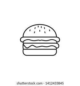 Burger sign icon in flat style. Hamburger vector illustration on white isolated background. Cheeseburger business concept. - Vector