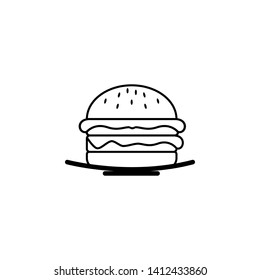 Burger sign icon in flat style. Hamburger vector illustration on white isolated background. Cheeseburger business concept. - Vector