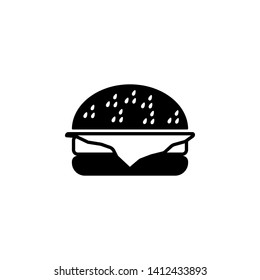 Burger sign icon in flat style. Hamburger vector illustration on white isolated background. Cheeseburger business concept. - Vector