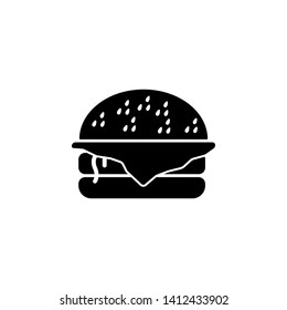 Burger sign icon in flat style. Hamburger vector illustration on white isolated background. Cheeseburger business concept. - Vector