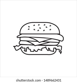 Burger Symbol im flachen Stil. Hamburger Vektorillustration auf weißem, isoliertem Hintergrund. Cheeseburger Business-Konzept. - Vektorillustration