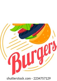 Burger sign icon, isolated on white vector illustration. Hamburger food symbol, cheeseburger with meat logo design. Sandwich lunch label background