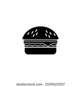 Burger Silhouette icon logo vector. Fast food flat icon vector on black color