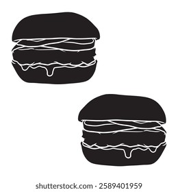 Burger Silhouette, Burger illustration, Burger icon Silhouette, Burger Silhouette illustration