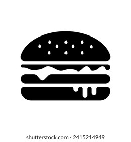 Burger silhouette isolated, fast food. Vector illustration.