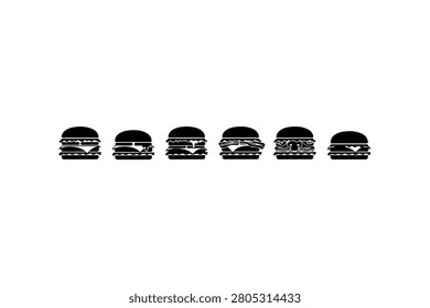 Burger Silhouette Vector Icon Collection Set