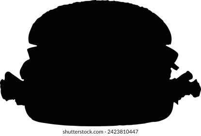 Burger silhouette vector illustration isolated white background