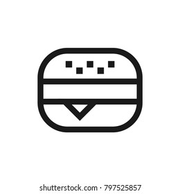 Burger simple design outline stroke, vector, illustration. Isolate on white background.