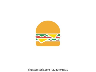 Burger simple flat color icon vector illustration