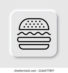 Burger simple icon, vector. Flat desing. Neumorphism design.ai