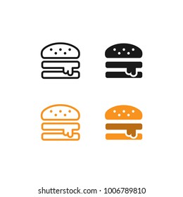Burger simple icons. Isolate on white background. Illustration. Vector.