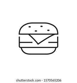 Burger, Simple linear drawing on a white background, fast food food, editable stroke