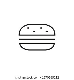 Burger, Simple linear drawing on a white background, fast food food, editable stroke