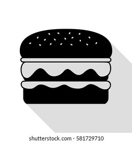 Burger simple sign. Black icon with flat style shadow path.