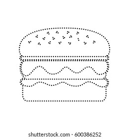 Burger simple sign. Vector. Black dotted icon on white background. Isolated.