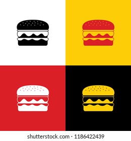 Burger simple sign. Vector. Icons of german flag on corresponding colors as background.