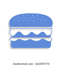 Burger simple sign. Vector. Neon blue icon with cyclamen polka dots pattern with light gray shadow on white background. Isolated.