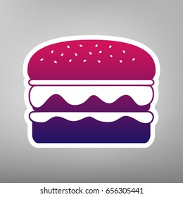 Burger simple sign. Vector. Purple gradient icon on white paper at gray background.