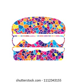 Burger simple sign. Vector. Stained glass icon on white background. Colorful polygons. Isolated.