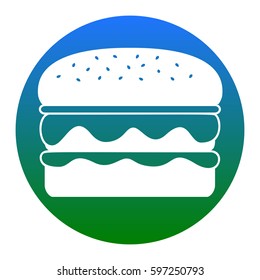 Burger simple sign. Vector. White icon in bluish circle on white background. Isolated.