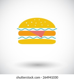 Burger. Single flat icon on white background. Vector illustration.