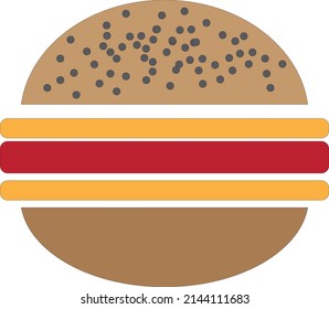 A burger with a single meat patty and double cheese slices - fast food illustration - vector 