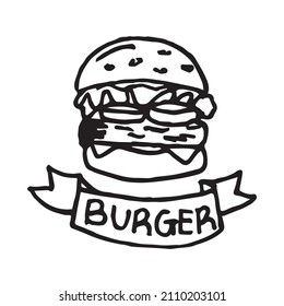 Burger sketch draw white background