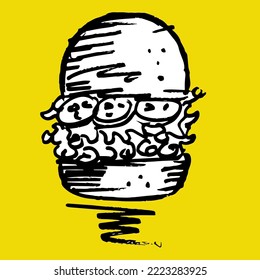 Burger, sketch and illustration doodle vector