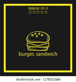 burger sketch vector icon
