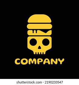 burger skull vector logo design