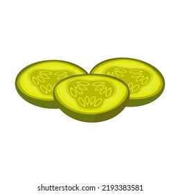 Burger sliced ingredient flat icon. Cartoon cucumber, onion isolated vector illustration