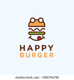 burger smile logo design vector illustration