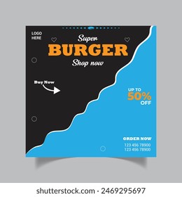 burger social media and instagram post design template