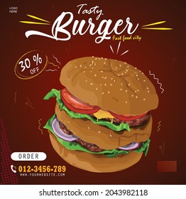 Burger Social Media Post Concept Vector