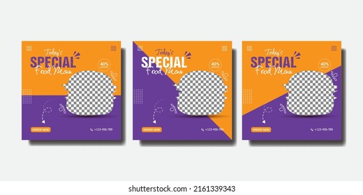 Burger Social Media Post Design Template for Restaurant 