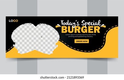 Burger Social Media Post and Facebook Cover Design Vector Template