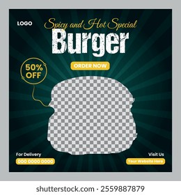 Burger social media post set square template