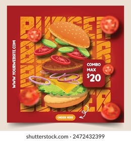 Burger social media post template
