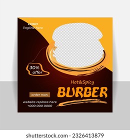 Burger Social Media-Post-Web-Banner bereit und Werbevorlage