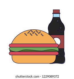 Burger and soda bottle