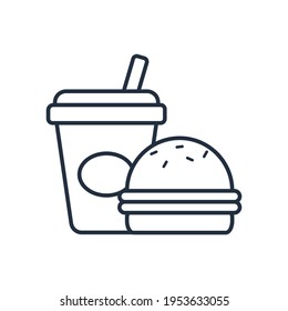 Burger and soda food delivery outline icon vector illustration design, this vector is suitable for icons, logos, illustrations, stickers, books, covers, etc.