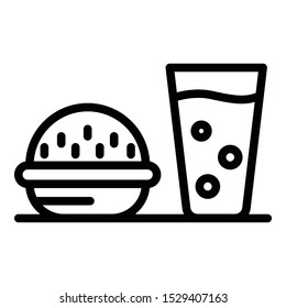 Burger soda glass icon. Outline burger soda glass vector icon for web design isolated on white background