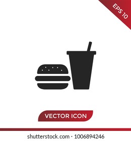 Burger and soda icon vector