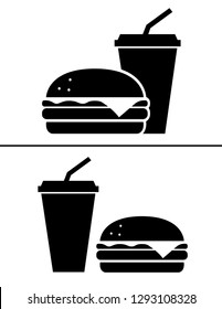 Burger and soda icon vector. Hamburguer design