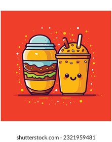 burger and soda Illustration design, burger and soda design
