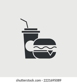 burger and soda vector icon fast food 