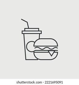 comida rápida con icono del vector de hamburguesas y gaseosas 