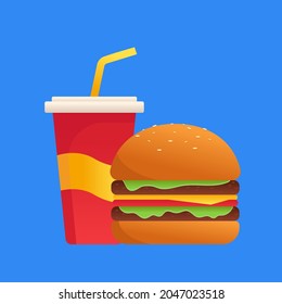 Burger and soda. Vector illustration 